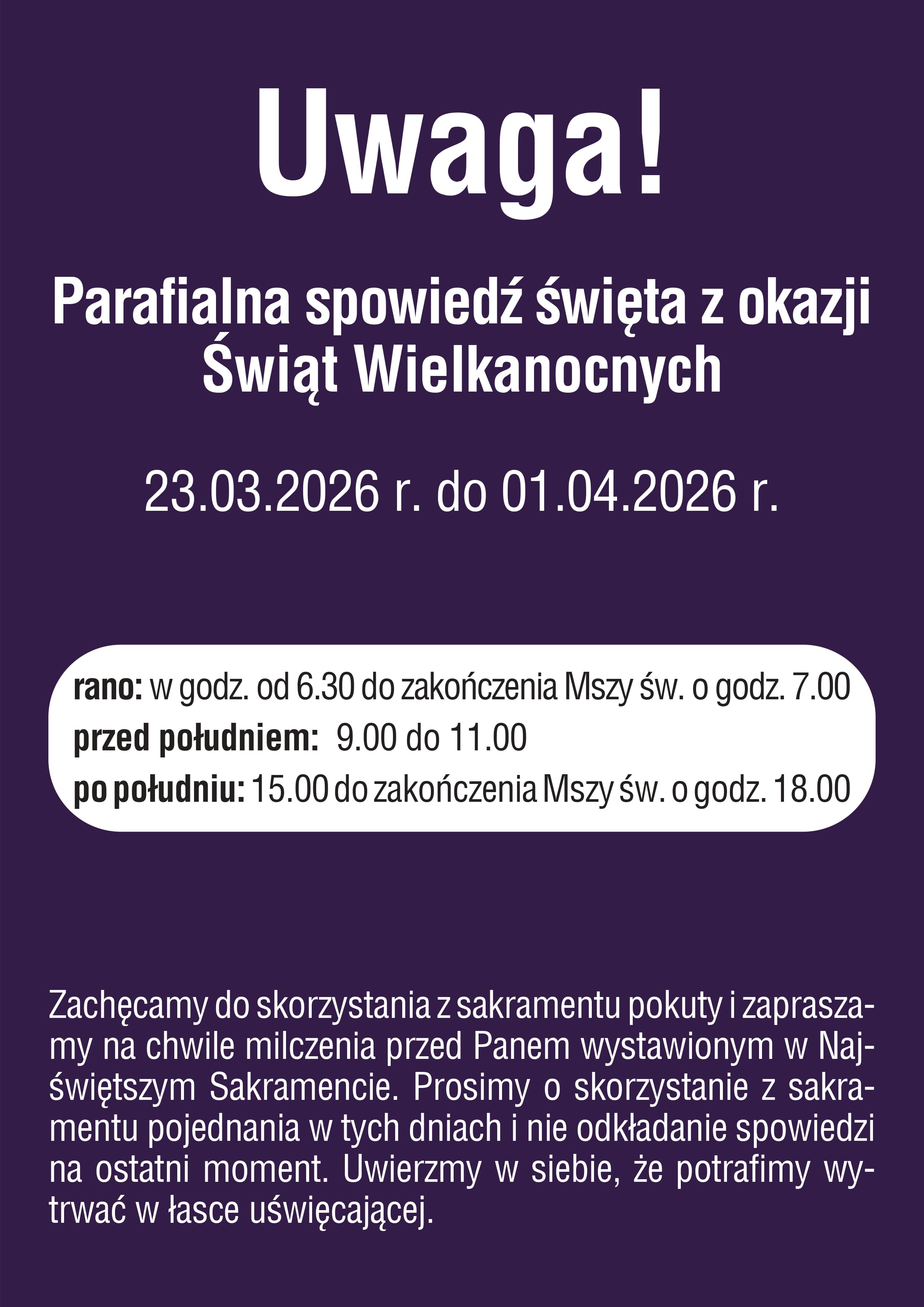 Plakat Spowiedzi